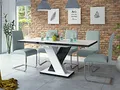 Produktbild: Sellon24® Esstisch Ausziehbar Weiß - Schwarz Hochglanz 120-170 cm, Esszimmertisch für 4-6 Personen, mit Synchronauszug - 120x76x80 cm (BxHxT) - Ausziehtisch Modern Esszimmer Dixon
