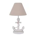 Produktbild: Grafelstein Tischlampe WHITE ANCHOR weiß beige mit Anker und Juteband Tau maritim E27