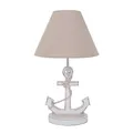 Produktbild: Tischlampe WHITE ANCHOR weiß beige H46cm mit Anker und Juteband Tau maritim E27