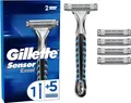 Produktbild: Gillette Sensor Excel Rasierer Herren Nassrasierer 3 Klingen Schwarz Geschenk