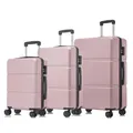 Produktbild: yonsly Premium Reisekoffer TSA-Schloss,YKK-Reißverschluss Hartschalen-Koffer Kabinenkoffer Rollkoffer Suitcase Handgepäck (Roségold, M-L-XL-Set)