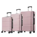 Produktbild: YONSLY Premium Reisekoffer TSA-Schloss,YKK-Reißverschluss Hartschalen-Koffer Trolley Kabinenkoffer Rollkoffer Suitcase Handgepäck 4 Rollen (Roségold, M-L-XL-Set)