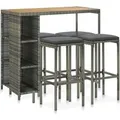 Produktbild: vidaXL 5-tlg Gartenbar-Set mit Kissen Poly Rattan Grau Modell 15