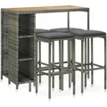 Produktbild: 5-tlg. Gartenbar-set Mit Kissen Poly Rattan Grau - Vidaxl