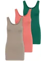 Produktbild: ONLY 3er Pack Damen Oberteile Basic Tank Tops weiß, schwarz, grau, blau, Creme Frauen Shirt lang Sommer Shirts Top 15201465 (L, Farbmix 1)