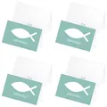 Produktbild: itenga 96 x Tischkarten Platzkarten Namensschild Fisch Kommunion Taufe Konfirmation Jungen Mädchen (türkis)