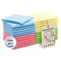 Produktbild: ZOLLNER 24er Set Mikrofasertücher für streifenfreien Glanz - flusenfreie und saugstarke Reinigungstücher - waschbar bis 60°C - Mehrfarbig in 32x32cm - Hotelqualität