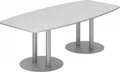 Produktbild: Konferenztisch Besprechungstisch Meeting KT 2 Säulen Silber 220 x 103/83 cm W = Weiß