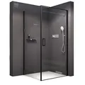 Produktbild: BERNSTEIN Duschkabine 80 x 80 x 195 cm ESG-Glas Duschabtrennung EX416S mit schwarzem Rahmen mit Nano, Eck-Dusche mit Hebe-Senk-Mechanismus flexible Montage der Drehtür
