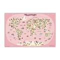 Produktbild: Schreibtischunterlage abwischbar für Kinder – Weltkarte in rosa mit Tieren – 60 x 40 cm – aus hochwertigem Vinyl - Made in Germany