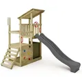 Produktbild: Spielturm Klettergerüst FruityForest mit Rutsche, Kletterturm mit Sandkasten, Leiter & Spiel-Zubehör – Anthrazit - Fatmoose