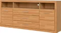 Produktbild: OTTO home Sideboard Ribe,180cm breit, Fronten Massivholz,7 Fächer, Holz massiv, Holzwerkstoff, Metall Griffe,2Türen,3Schubladen