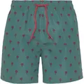 Produktbild: Badeshorts S.OLIVER, Herren, Gr. S, N-Gr, bunt (petrol, hummer), Microfaser, Recycling-Polyester, bedruckt, kontrastfarbene Details, Badehosen Badeshorts, mit Palmen-Design
