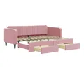 Produktbild: vidaXL Gästebett Gästebett Tagesbett Ausziehbar mit Schubladen Rosa 90x200 cm Samt Bett