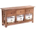 Produktbild: DESIGN DELIGHTS Kommode KOMMODE RANTAN, 98 cm, Massivholz, Sideboard mit Körben beige