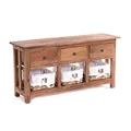 Produktbild: DESIGN DELIGHTS Holz KOMMODE | 98 cm, Massivholz, mit Rattan Körben & Schubladen | Holzkommode, Vintage Sideboard, Anrichte