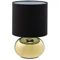 Produktbild: relaxdays Nachttischlampe Tischlampe Metall & Stoff, ohne Leuchtmittel, gold goldfarben|schwarz
