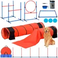 Produktbild: VEVOR 7-teiliges Agility Training Set für Hunde mit Hürden 2 Tunneln und Ring