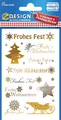 Produktbild: AVERY Zweckform 20 Aufkleber Weihnachten Schriftzüge gold/silber (Made in Germany, Weihnachtssticker Goldeffekt, selbstklebende Weihnachtsdeko Karten, Geschenke, Tüten) 2 Bogen/je 10 Sticker, 52720