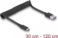 Produktbild: DeLOCK USB 3,1 Gen 2 Coiled Cable Type-A male to Type-C male - Linkkabel - USB 3,1 Gen 2 - USB-C 3,1 Gen 2 x 1 - Schwarz (85349)