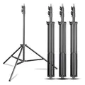 Produktbild: Walimex pro FT-8051 4er Set Lampenstativ 260cm - Lichtstativ mit Federdämpfung, Höhe max 260 cm, 5 kg Traglast, Aluminium, für Fotografie Studio Outdoor, mit Tasche und Adapter,