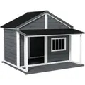 Produktbild: PawHut Hundehütte mit Terrasse und Asphaltdach 124 x 112 x 105cm