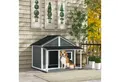 Produktbild: PawHut Hundehütte Outdoor, mit Dach, wetterbeständig, aus Holz, für Garten, Balkon, Grau