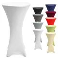 Produktbild: Beautissu Stretch Stehtisch Husse Weiß Ø 70-75 cm Stella – Verstärkung im Fußbereich & 40°C waschbar, rutschfest & bügelfreie Husse für Stehtisch & Bistrotisch als Tisch-Überzug