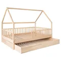 Produktbild: Ehrenkind® Hausbett Buche Livo | FSC Zertifiziert | Kinderbett mit Rausfallschutz | höhenverstellbar Massivholz | Kinder Bett | Hausbett 120x200 cm | Natur mit Bettkasten