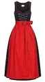 Produktbild: Nübler Dirndl lang Damen THEA Schwarz - 2-teiliges Dirndl Set inkl. Kleid und Schürze im Landhausstil, Rocklänge 90 cm, eckiger Ausschnitt, rotes Blütenmuster, Reißverschluss, Größe:36