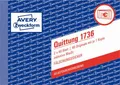 Produktbild: Quittung Avery Zweckform 1736, inkl. MwSt., A6 Querformat, 1 Block mit 2 x 40 Blatt, FSC®-Papier, weiß/gelb 162439