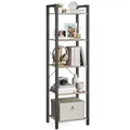 Produktbild: VASAGLE Regal, Bücherregal, Standregal, DVD-Regal, mit 5 Ebenen, Büroregal, offene Ablagen, für Büro, Wohnzimmer, Schlafzimmer, Küche, 30 x 40 x 153 cm, greige meliert-tintenschwarz LLS100B02