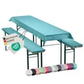 Produktbild: NYVI Bierbankauflagen Set NYVIGala 240x90 cm Aqua - 1x Tischdecke für 220x70 cm Biertische & 2X Gepolsterte Auflage für 220x25 cm Bierbänke - Sitzauflage für Bierzeltgarnitur