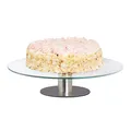 Produktbild: Relaxdays Tortenplatte drehbar, Standfuß, Kuchenplatte zum Dekorieren, Torten Drehteller für Kuchen, Ø 30cm, transparent, 1 Stück