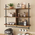 Produktbild: 105.5 cm 3stufiges schwebendes Rohrregal, industrielles wandmontiertes Leiter...