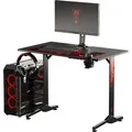 Produktbild: X-Mate Gaming Tisch Schreibtisch pc Computertisch Ergonomisch Carbon Tischplatte Kopfhörerhaken Getränkehalter Rutschfester Fußschutz (100 x 75 x 60