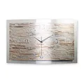 Produktbild: Kreative Feder 3D Designer-Wanduhr Stein in modernem Metallic-Design; leise Funkuhr mit glänzendem Motiv wahlweise in Zwei Größen (Stein, 80x40cm; leises Funkuhrwerk)