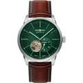 Produktbild: Zeppelin Herrenuhr 83644 - Dunkelgrünes Ziffernblatt mit weißen Zahlen/Indices,cognac,orangee Naht - 40mm