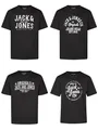Produktbild: JACK & JONES Tshirt Herren Regular Fit JJLINO 4er Pack Set Pack Rundhals Kurzarm Sommer Tee Shirt Print, Größe:S, Farbe:Pack 5