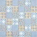 Produktbild: Keramik Mosaik Fliese Retro beige gelb blau weis Mosaikfliese Patchwork Ornament Dekor Vintage MOS14-1234