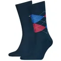 Produktbild: Tommy Hilfiger Socken TH MEN SOCK CHECK 2P (2-Paar, 2 Paar) mit klassischem Argyle-Design blau 39-42