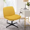 Produktbild: COLAMY Breiter Bürostuhl – Ergonomischer, gepolsterter Schreibtischstuhl mit Drehfunktion und 115° Wippmechanismus, Kreuzfuß, Gelb