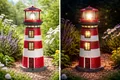 Produktbild: Leuchtturm Solarleuchte 38 cm | Solarlampe Garten Außen LED Deko Beleuchtung