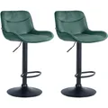 Produktbild: CLP 2er Set Barhocker Vonore Samt I Höhenverstellbar mit Lehne, 360 Grad drehbar I Mit Fußstütze und Metallgestell