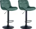 Produktbild: CLP 2er Set Barhocker Vonore Samt I Höhenverstellbar mit Lehne, 360 Grad drehbar I Mit Fußstütze und Metallgestell, Farbe:grün, Gestell Farbe:schwarz