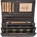 Produktbild: Benthill Geldbörse Damen Leder - Hochwertige weiche Vintage EchtLeder Damen Portemonnaie mit RFID Schutz - Grosse Damenbörse lang - Frauen Portmo... - Grau