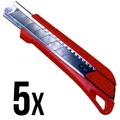 Produktbild: 5x Würth Cuttermesser 18mm mit 15 Klingen extrem scharf Teppichmesser 071566210