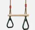 Produktbild: PELLOR Multifunktions Kinderholz Trapeze Schaukel mit Kunststoff Turnringe