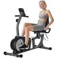 Produktbild: HOMCOM Liegeergometer magnetisch Heimtrainer mit LCD-Anzeige, Fahrradtrainer mit 8 Widerstandsstufen für Zuhause, Fitness, Stahl, Grau