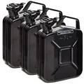 Produktbild: BW® Kraftstoffkanister Metall Benzinkanister 3x 5 Liter - Schwarz - RAL 9005 - TÜV-geprüft und UN-Zulassung - Made in Europe